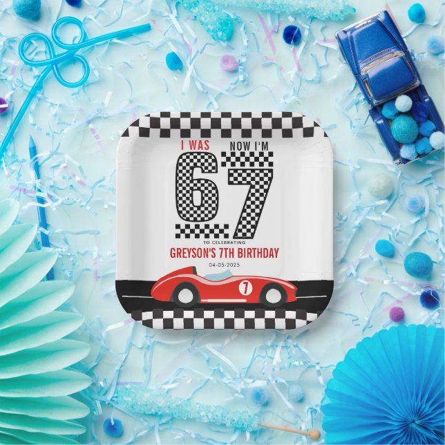 Assiettes En Carton I Was 6 Now I'm 7 Race Car Boy Birthday Party (Fête)