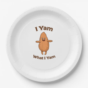 Assiettes En Carton I Yam What I Yam Dancing Sweet Potato Thanksgiving