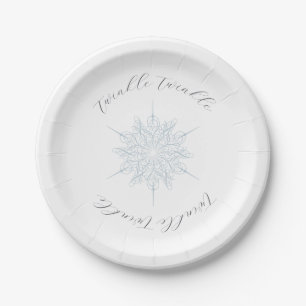 Assiettes En Carton Ice Blue Snowflake Twinkle Twinkle
