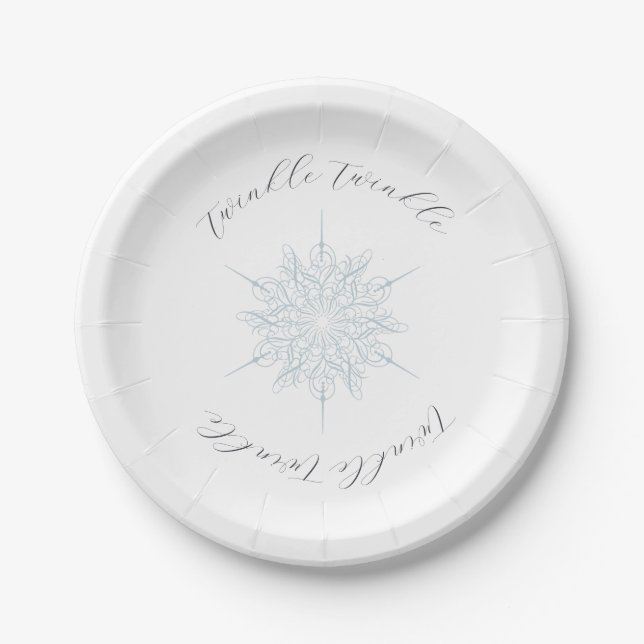Assiettes En Carton Ice Blue Snowflake Twinkle Twinkle (Devant)