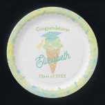 Assiettes En Carton Ice Cream Graduation Party Blue Green<br><div class="desc">Throw an ice cream social to celebrate the new graduate with this cute ice cream cone design in soft pastel blue and green tones!  Perfect for an elementary graduate or just a graduation party for someone that loves ice cream!</div>