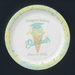Assiettes En Carton Ice Cream Graduation Party Blue Green<br><div class="desc">Throw an ice cream social to celebrate the new graduate with this cute ice cream cone design in soft pastel blue and green tones!  Perfect for an elementary graduate or just a graduation party for someone that loves ice cream!</div>