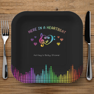 Assiettes En Carton Ici dans un Battement de coeur Arc-en-ciel Musique