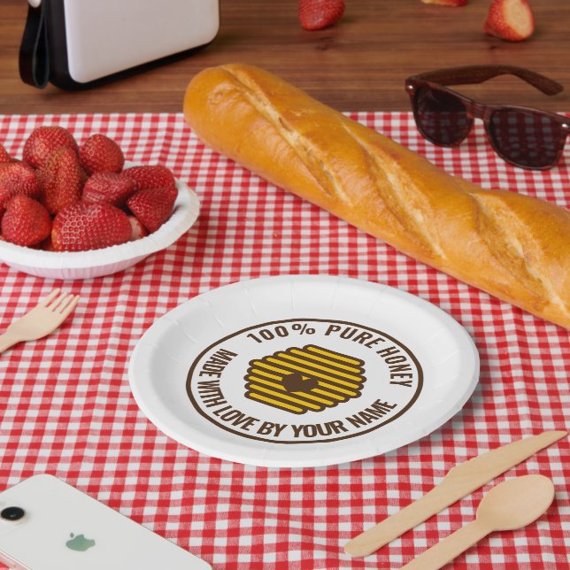 Assiettes En Carton Icône jaune abeille imprimé papier papier plaques (Pique-nique)