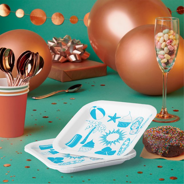 Assiettes En Carton Icônes de l'été (Créateur téléchargé)