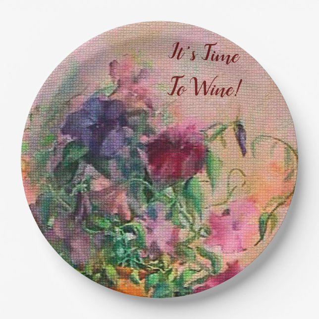 Assiettes En Carton Il est temps de vin des serviettes (Devant)