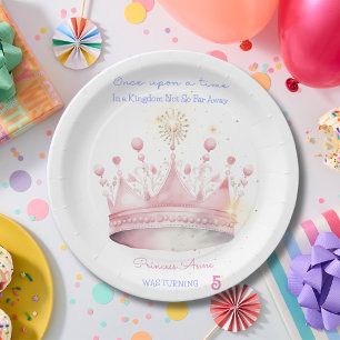 Assiettes En Carton Il était une fois, Princesse Anniversaire