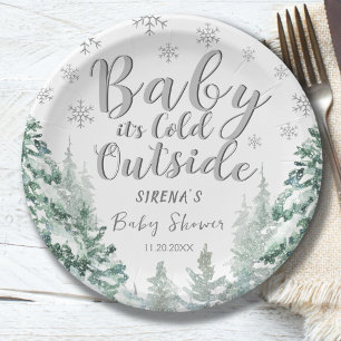 Assiettes En Carton Il fait froid à l'extérieur du Baby shower d'hiver