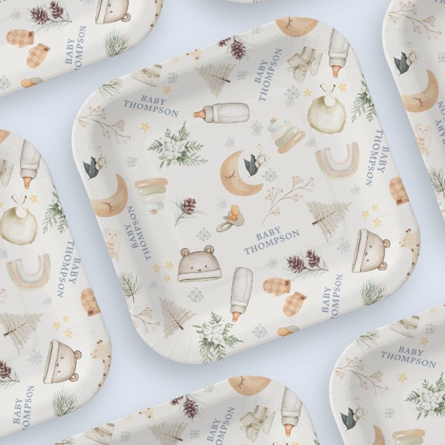 Assiettes En Carton Il fait froid à l'extérieur du Baby shower d'hiver (Créateur téléchargé)