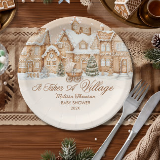 Assiettes En Carton Il faut tout un village Biscuit de Noël Baby Showe