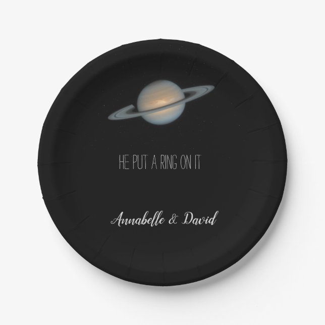 Assiettes En Carton Il met une bague sur elle Saturne dans la soirée s (Devant)
