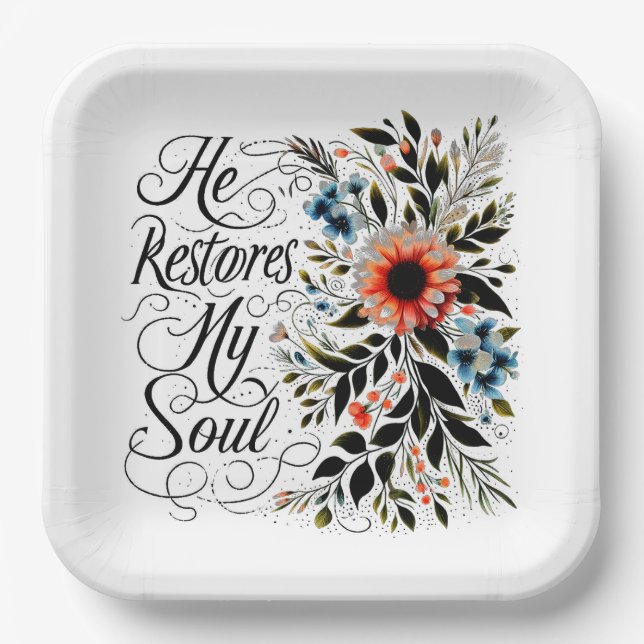 Assiettes En Carton Il restaure mon âme florale (Recto)