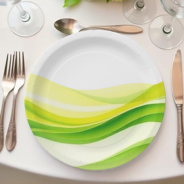 Assiettes En Carton Île Citron Vert et Jaune (Island Citrus Green and Yellow Paper Plates )