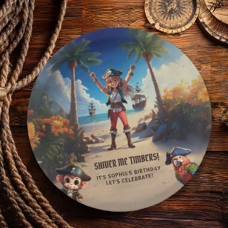 Assiettes En Carton Ile tropicale Pirate Girl Anniversaire