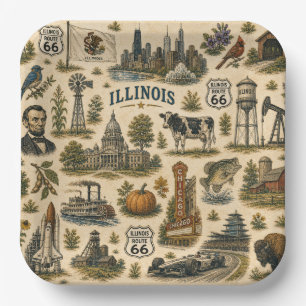 Assiettes En Carton Illinois Route 66 Party Skyline