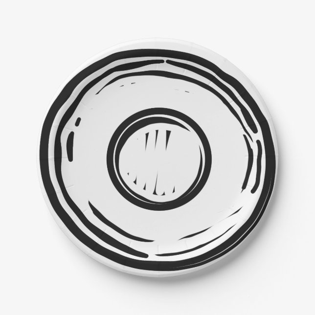 Assiettes En Carton Illusion optique 2D noir et blanc (Devant)