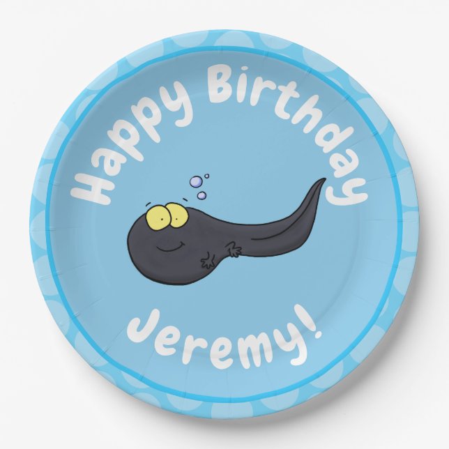 Assiettes En Carton Illustration amusante de dessin animé en têtard (Devant)