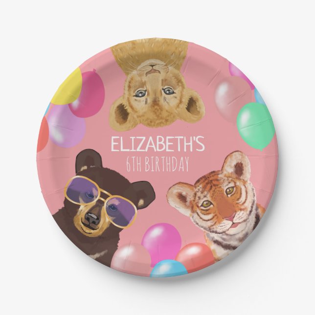 Assiettes En Carton Illustration Animaux de fête Anniversaire (Devant)