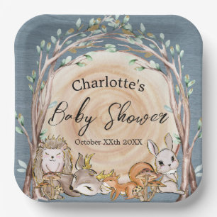 Assiettes En Carton Illustration Baby shower des animaux forestiers