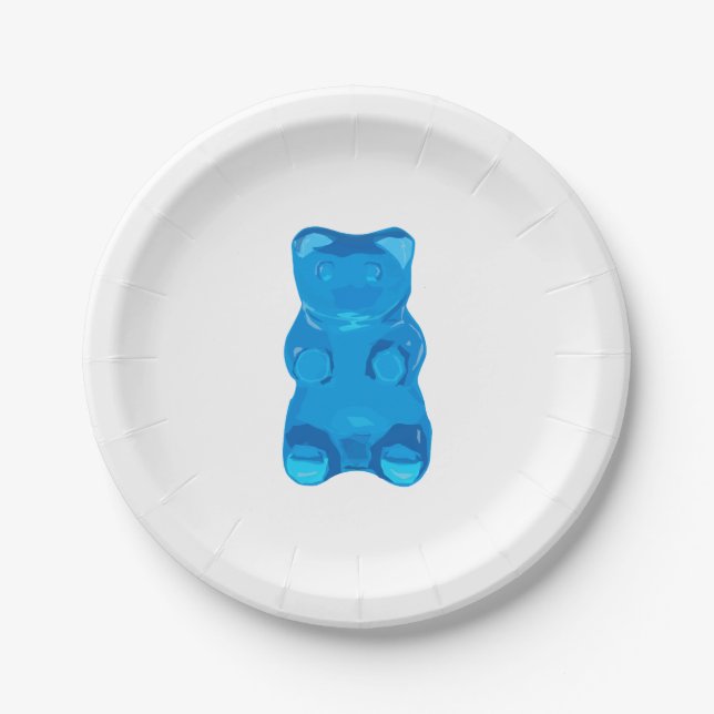 Assiettes En Carton Illustration bleue de Gummybear (Devant)