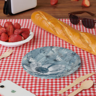 Assiettes En Carton Illustration botanique bleue vintage