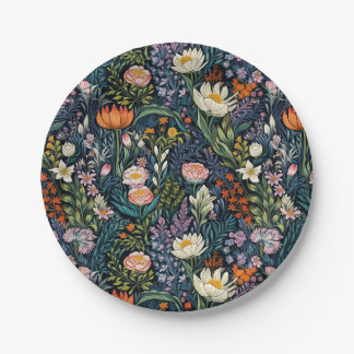 Assiettes En Carton Illustration botanique florale