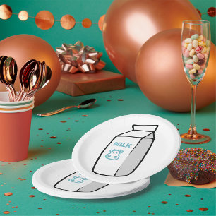 Assiettes En Carton Illustration Carton de lait de vache laitière cuit