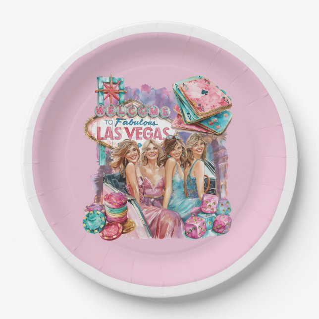 Assiettes En Carton Illustration Casino de luxe Bachelorette Girls (Devant)