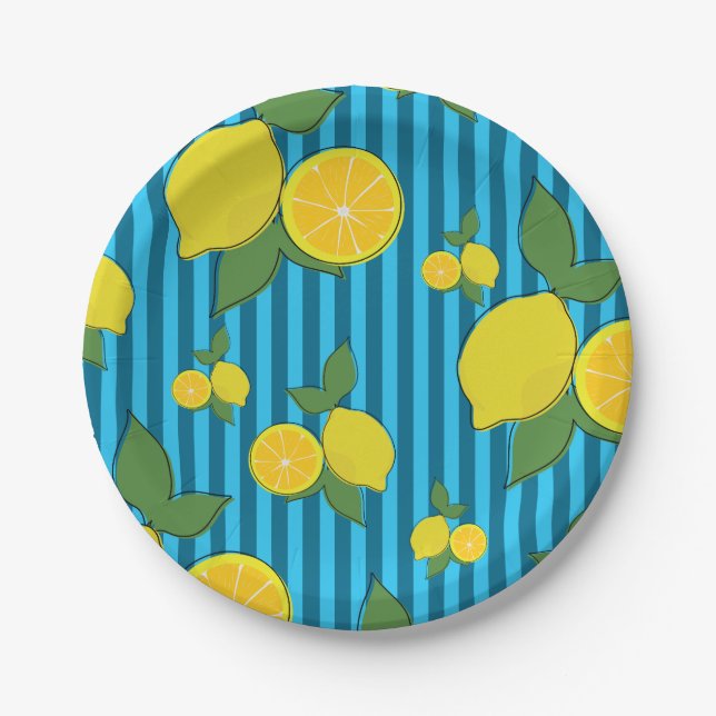 Assiettes En Carton Illustration citrons (Devant)