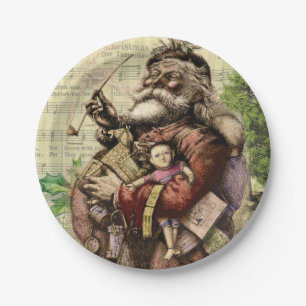 Assiettes En Carton Illustration classique de l'arbre du Père Noël joy