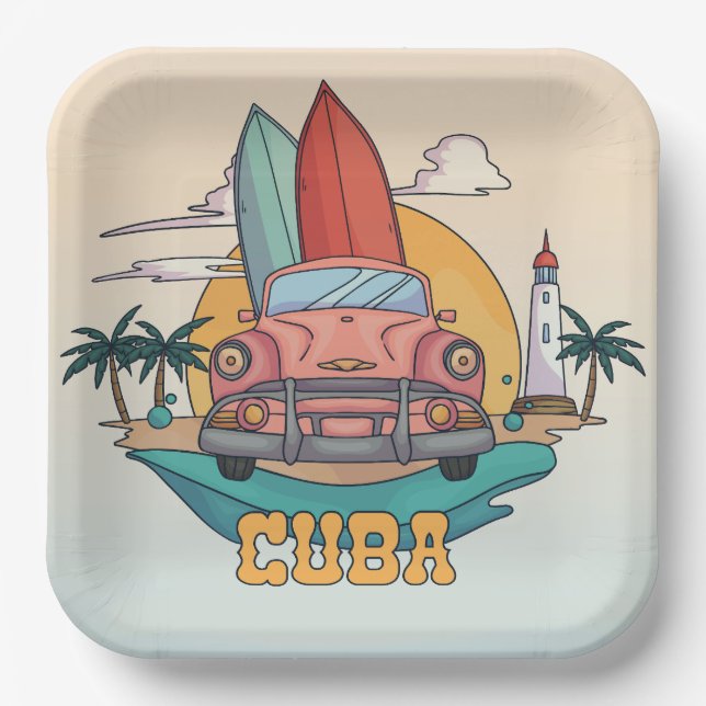 Assiettes En Carton Illustration Cuba (Recto)