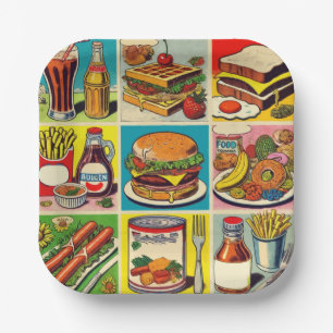 Assiettes En Carton Illustration de bande dessinée vintage