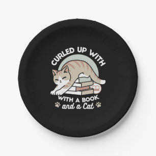 Assiettes En Carton Illustration de chat Lover - Curled Up & Cosy