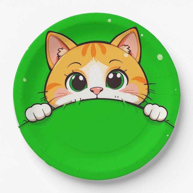 Assiettes En Carton Illustration de chat mignon (Devant)
