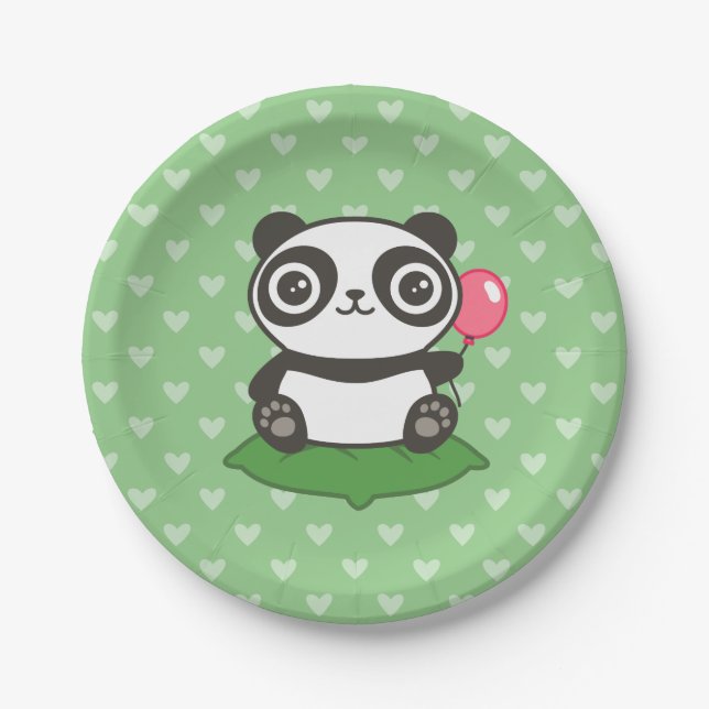 Assiettes En Carton Illustration de Cute Panda (Devant)