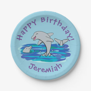 Assiettes En Carton Illustration de dauphins heureux adorables