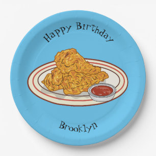 Assiettes En Carton Illustration de dessin animé sur le poulet frit