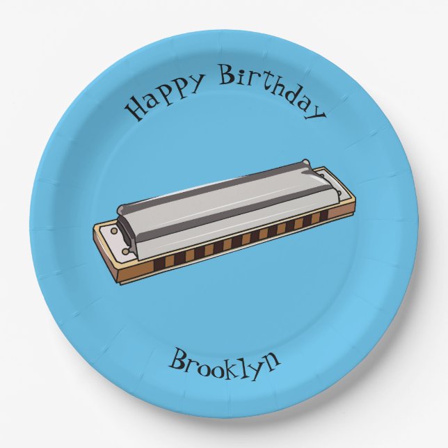 Assiettes En Carton Illustration de dessin d'Harmonica (Devant)