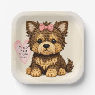 Assiettes En Carton Illustration de fête de chiot tricoté adorable ave