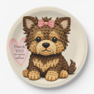 Assiettes En Carton Illustration de fête de chiot tricoté adorable ave