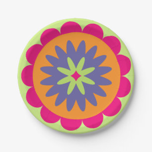Assiettes En Carton illustration de formes florales orange et rose