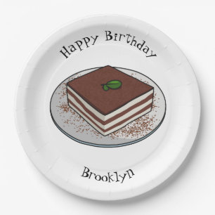 Assiettes En Carton Illustration de gâteau de Tiramisu