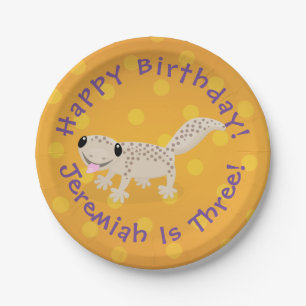 Assiettes En Carton Illustration de gecko tan tan mignon