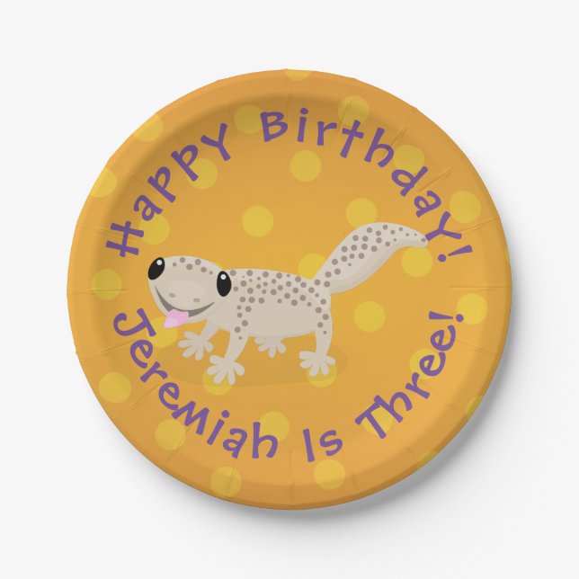 Assiettes En Carton Illustration de gecko tan tan mignon (Devant)