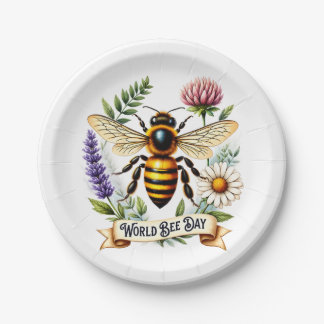 Assiettes En Carton Illustration de la Journée mondiale des abeilles a