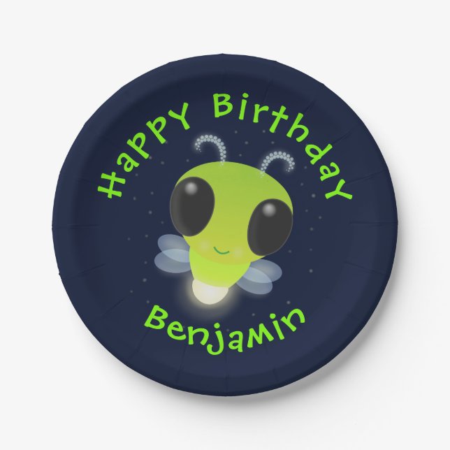 Assiettes En Carton Illustration de la luciole vert mou (Devant)