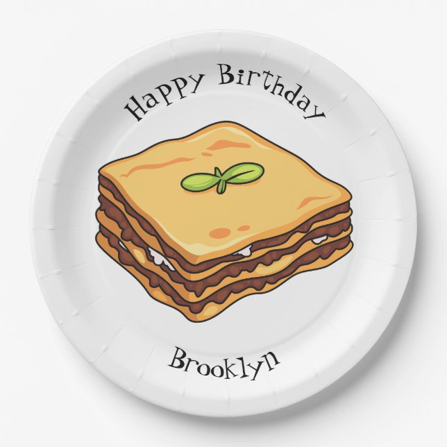 Assiettes En Carton Illustration de Lasagna (Devant)