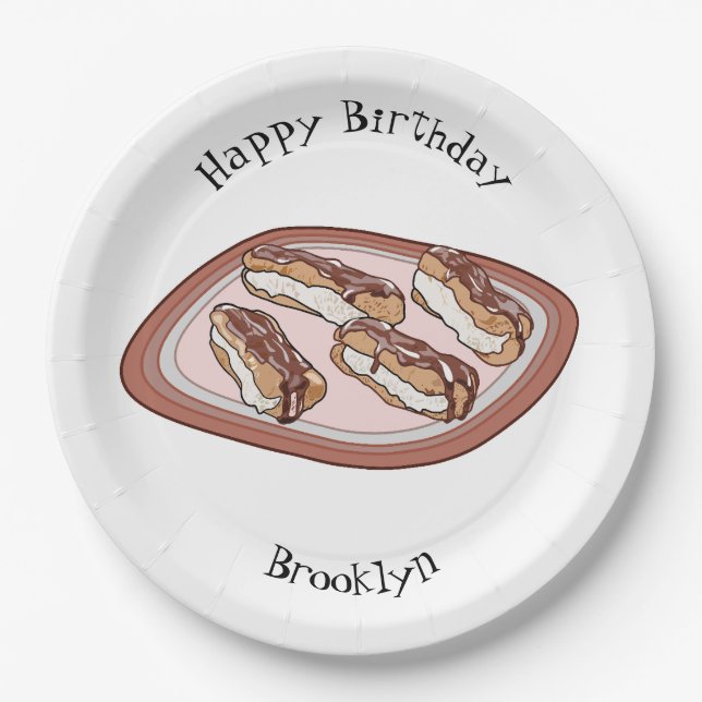 Assiettes En Carton Illustration de l'éclair de chocolat (Devant)