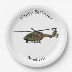 Assiettes En Carton Illustration de l'hélicoptère de l'armée