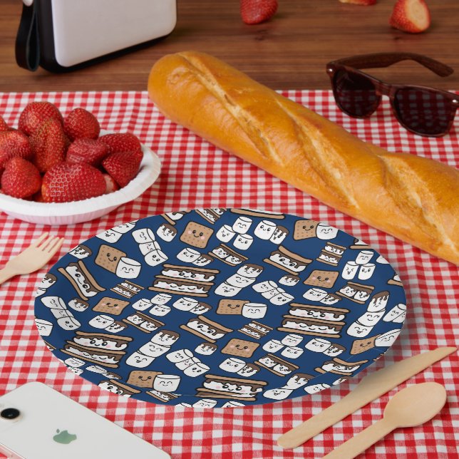 Assiettes En Carton Illustration de mignonne Smores Marshmallow (Pique-nique)